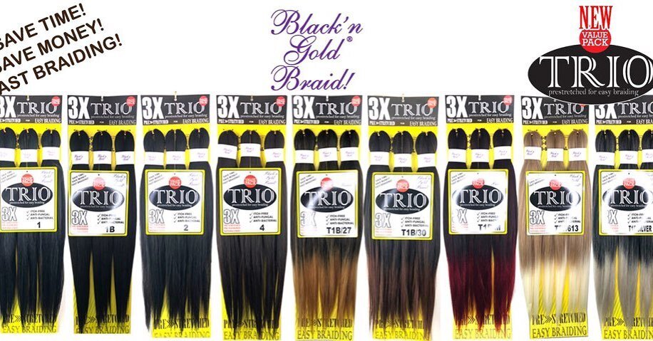 Black & Gold Trio Braiding Hair